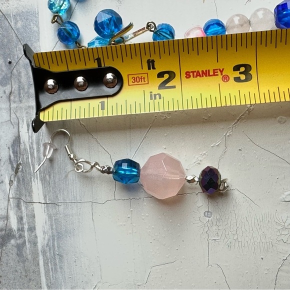 W. Germany VTG Blue Beads OOAK Assemblage Art Necklace Set Repurposed Handmade - Picture 12 of 12